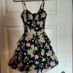 H&M Black and Pink Floral Blouse